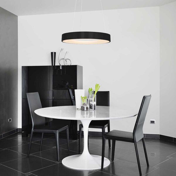 Steinhauer Ringlede lampă suspendată LED, Ø 48 cm, negru, reglabil, Negru, Camera de zi / sufragerie, Metal, Modern