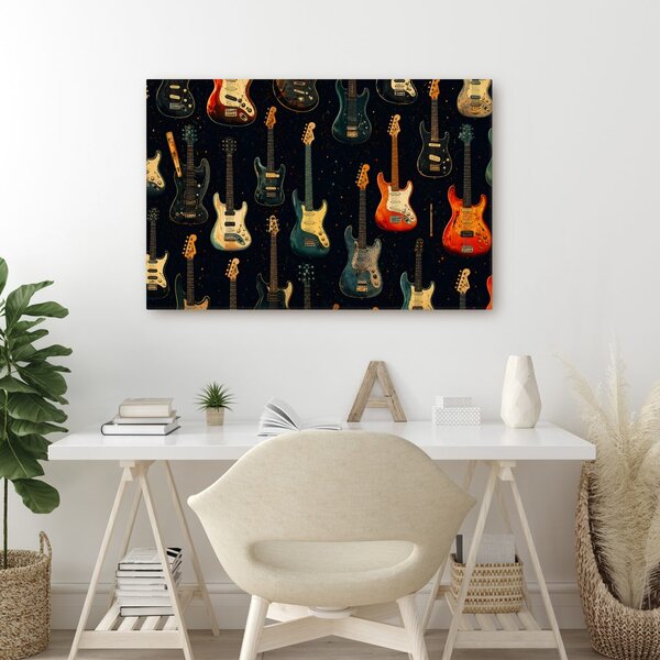 Tablou chitare electrice pe fundal negru