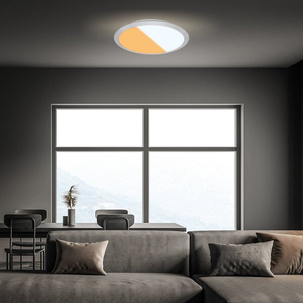 Briloner Plafonieră LED 3767014 comutator CCT IP44 crom mat, Metalic, Camera de zi / sufragerie, Plastic