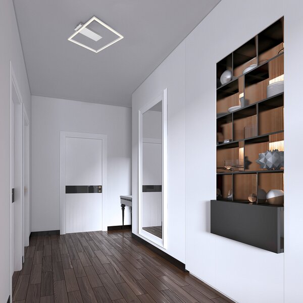 Briloner Plafonieră LED 3771 formă de ramă, aluminiu, Metalic, Camera de zi / sufragerie, Metal, Modern