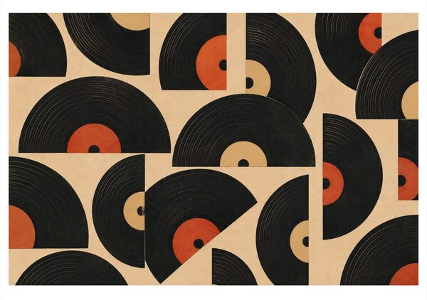 Tablou discuri gramofon retro