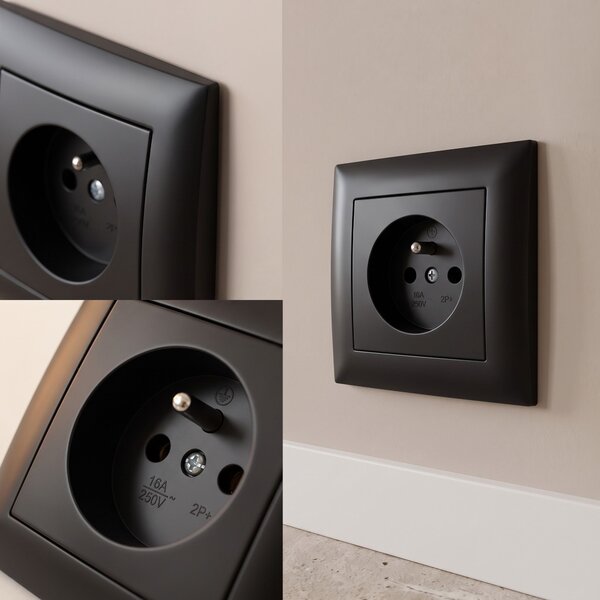 Priză simplă cu împământare OSTE JNH001-G Black