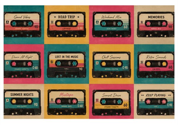 Tablou casete retro pentru muzicieni