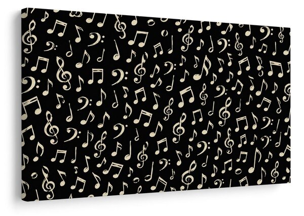 Tablou note muzicale pe fundal negru