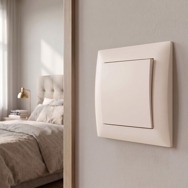 Întrerupător Simplu cu Ramă OSTE JNH006-W BEIGE