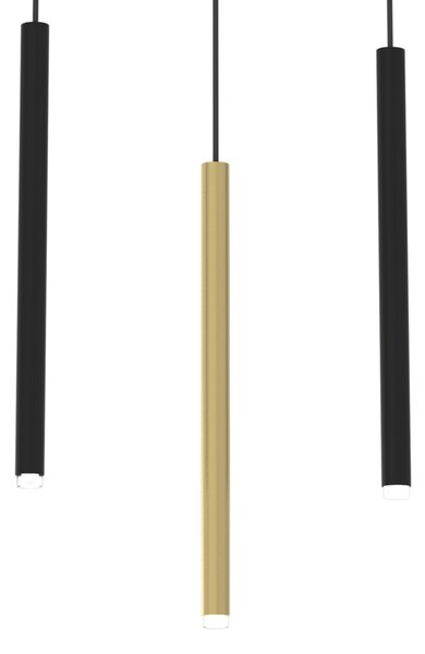 Eko-Light Lampă suspendată Monza, negru/auriu, 3 becuri, reglabil, Auriu / Alamă, Camera de zi / sufragerie, Metal