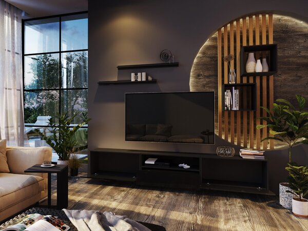 Mobilier living Berny 30 (Negru + Negru lucios). 1087149