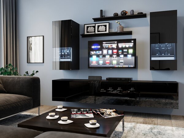 Mobilier living Berny 31 (Negru + Negru lucios). 1087151