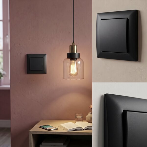 Întrerupător Simplu cu Ramă OSTE JNH006-W BLACK