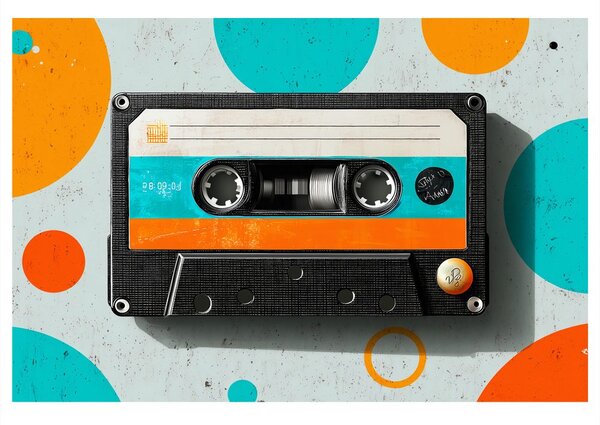 Tablou casetă retro cu cercuri