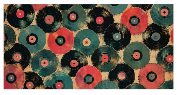 Tablou discuri de gramofon colorate