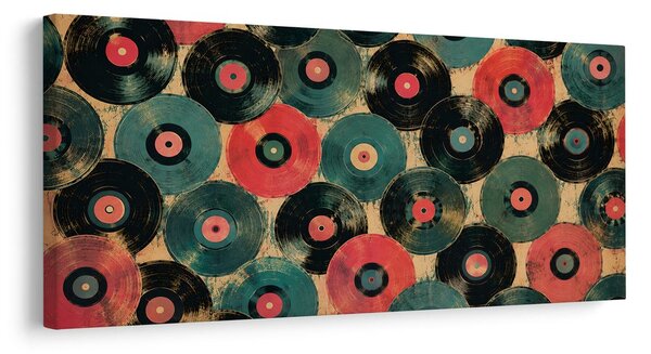 Tablou discuri de gramofon colorate