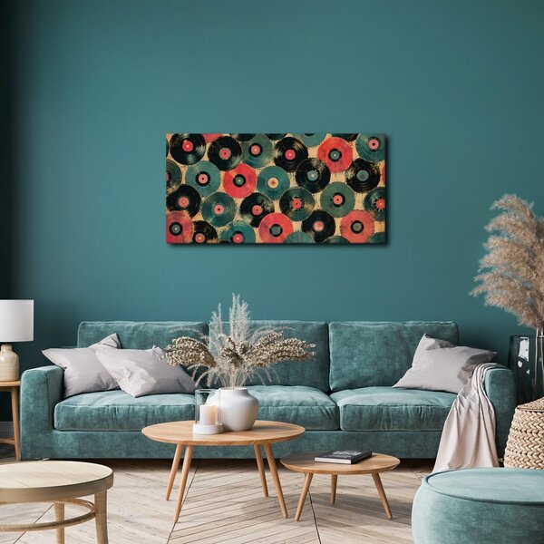 Tablou discuri de gramofon colorate
