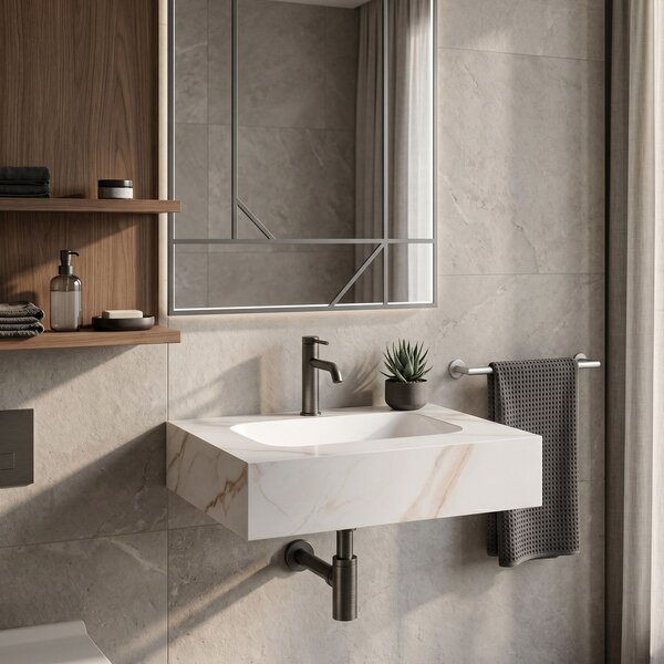 Lavoar suspendat REA Aresa Grey Gold 60