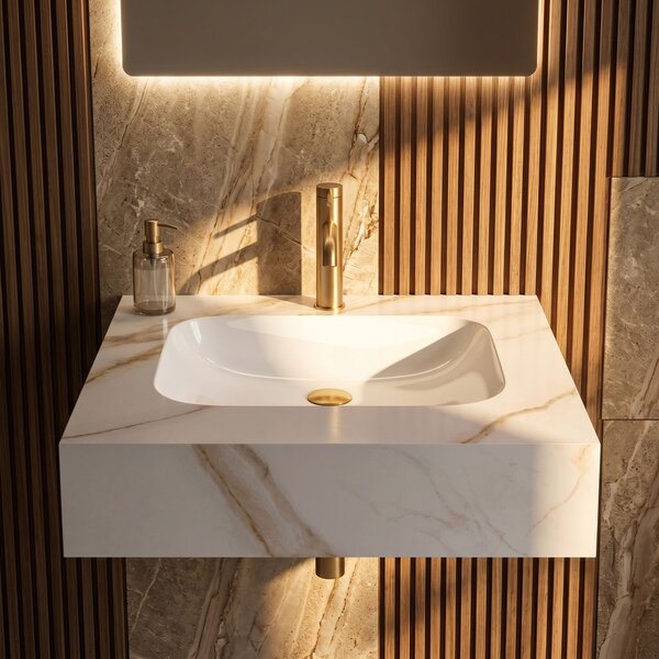 Lavoar suspendat REA Aresa Grey Gold 60