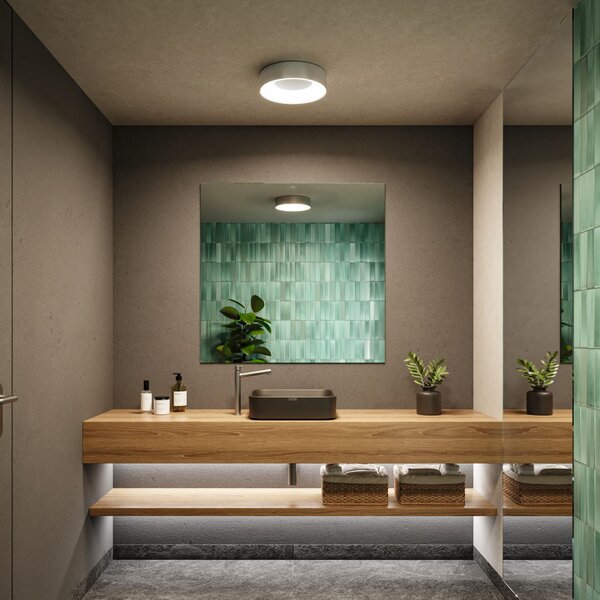 Paulmann HomeSpa Casca plafonieră LED, alb/aluminiu, IP44, reglabil, Metalic, Baie, Metal, Modern