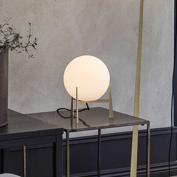 PR Home Milla lampă masă înălțime 28cm auriu/opal, Alb, Camera de zi / sufragerie, Sticlă, Scandinavă, Tripod