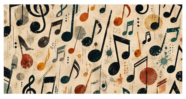 Tablou note muzicale colorate