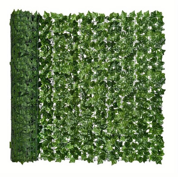 Gard verde artificial cu frunze, 300 x 100 cm