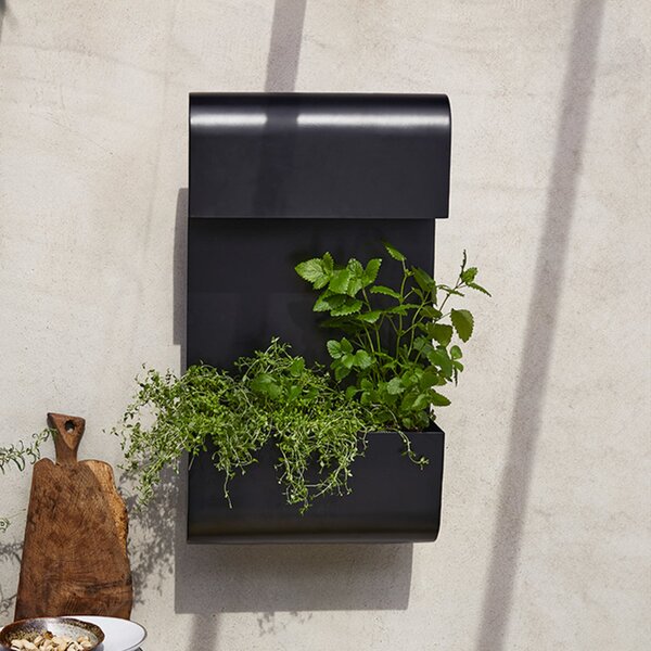 PR Home Planta aplică exterior cu ghiveci de flori, Negru, Metal, Scandinavă