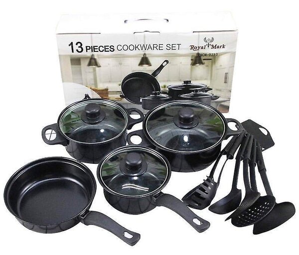 Set gatit 13 piese, Ustensile din silicon, Negru