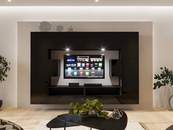 Mobilier living Berny 58 (Negru + Negru lucios). 1087179