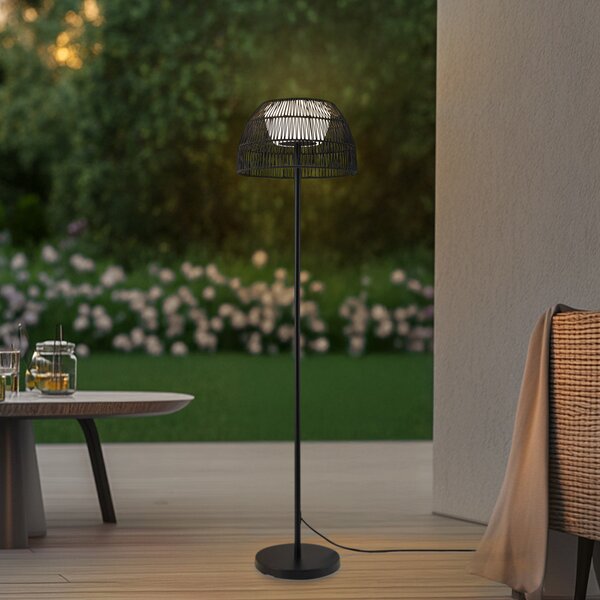 Lucande Lampă de podea pentru exterior LED Heribio, negru, fier, 153 cm, Negru, Metal, Modern