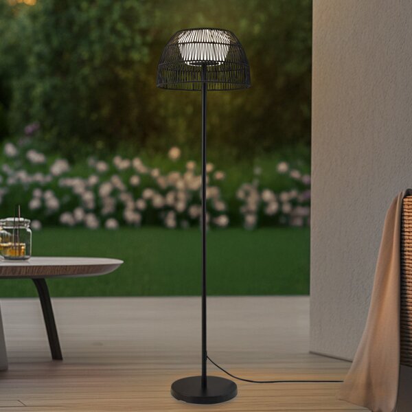 Lucande Lampă de podea pentru exterior LED Heribio, negru, fier, 153 cm, Negru, Metal, Modern