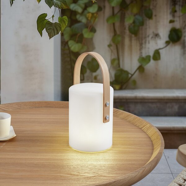 Lindby Lampa de masă exterior cu baterie și LED Juria, albă, CCT, IP44, Alb, Plastic, Modern