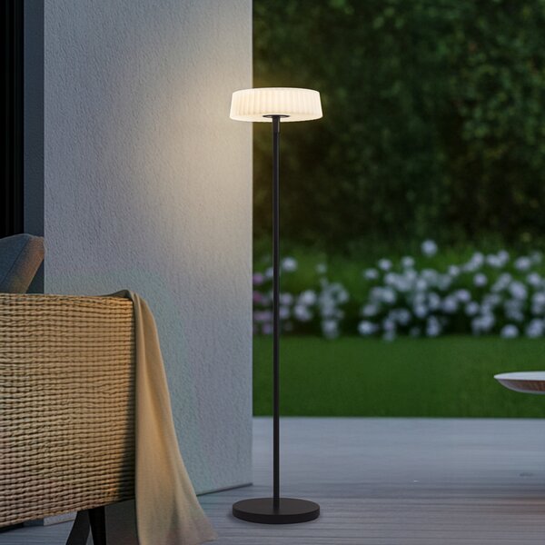Lindby Lampă de podea solară cu LED Samine, negru, metal, reglabilă, reglabil, Negru, Metal, Modern, Lumini solare
