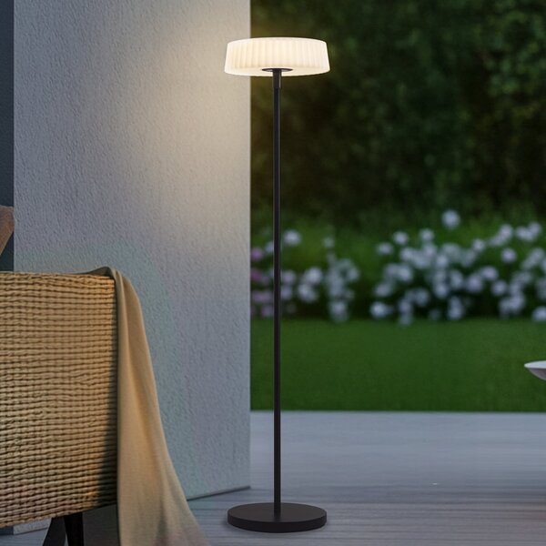 Lindby Lampă de podea solară cu LED Samine, negru, metal, reglabilă, reglabil, Negru, Metal, Modern, Lumini solare