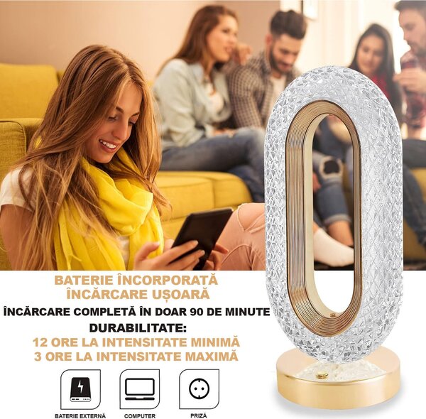 Lampa Diamond, Touch, USB, 3 moduri