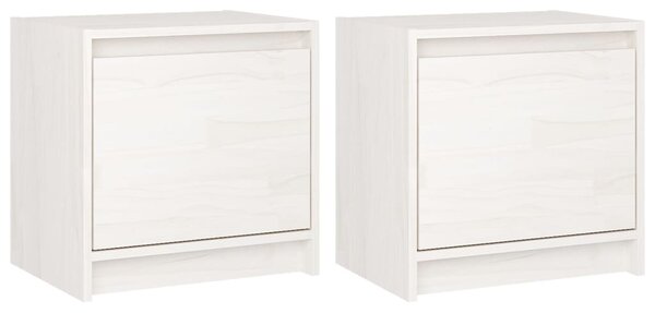 Noptiere, 2 buc., alb, 40x30,5x40 cm, lemn masiv de pin