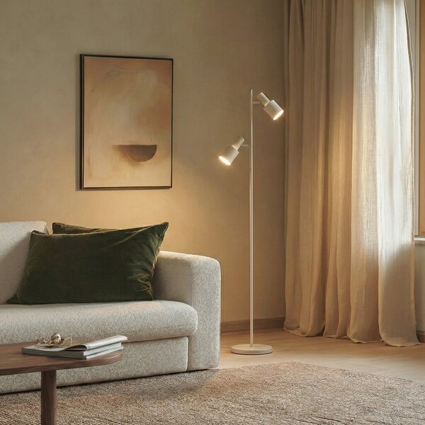 Lindby lampadar Ovelia, bej, metal, E27, Camera de zi / sufragerie, Metal, Modern