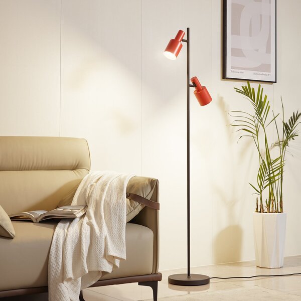Lindby lampadar Ovelia, portocaliu/negru, metal, E27, Negru, Camera de zi / sufragerie, Metal, Modern