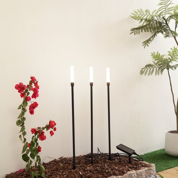 Lindby Lampa solară cu LED Balian, set de 3, negru, aluminiu, 3000K, Negru, Aluminiu, Modern