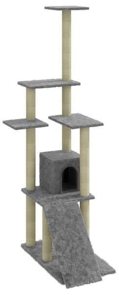 Ansamblu pisici, stâlpi din funie sisal, gri deschis, 155 cm