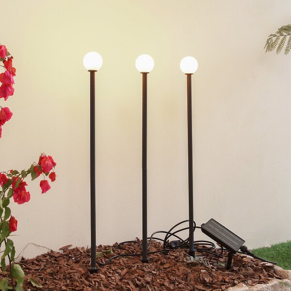 Lindby Lampa solară cu LED Freydis, set de 3, negru, 2.000 K, Negru, Aluminiu, Modern