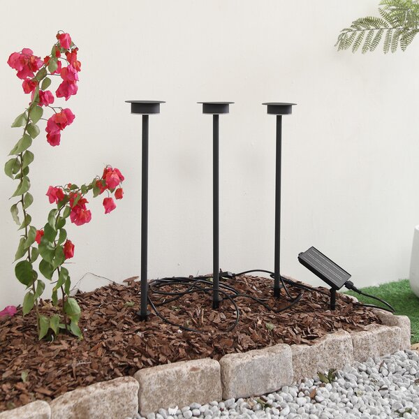 Lindby Lampa solară LED Lyris, set de 3, negru, aluminiu, 3.000K, Negru, Aluminiu, Modern