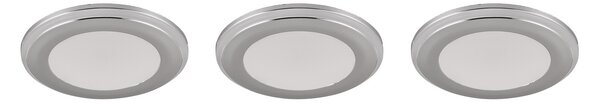 Trio Lighting Argus downlight LED RGBW telecomandă 3er crom, reglabil, Metalic, Camera de zi / sufragerie, Plastic, Modern, Corpuri de iluminat încastrate rotunde