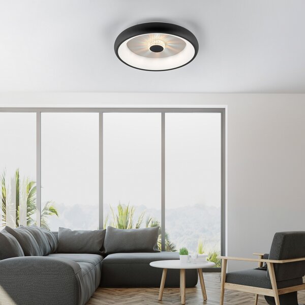 JUST LIGHT. GmbH Plafonieră cu LED Vertigo, CCT, Ø 46,5 cm, negru, reglabil, Negru, Camera de zi / sufragerie, Metal, Modern
