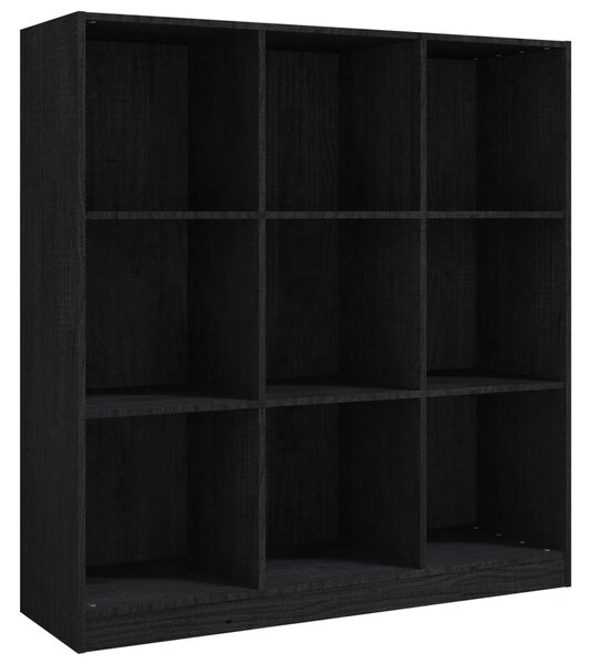 Bibliotecă/Separator cameră negru 104x33,5x110cm lemn masiv pin