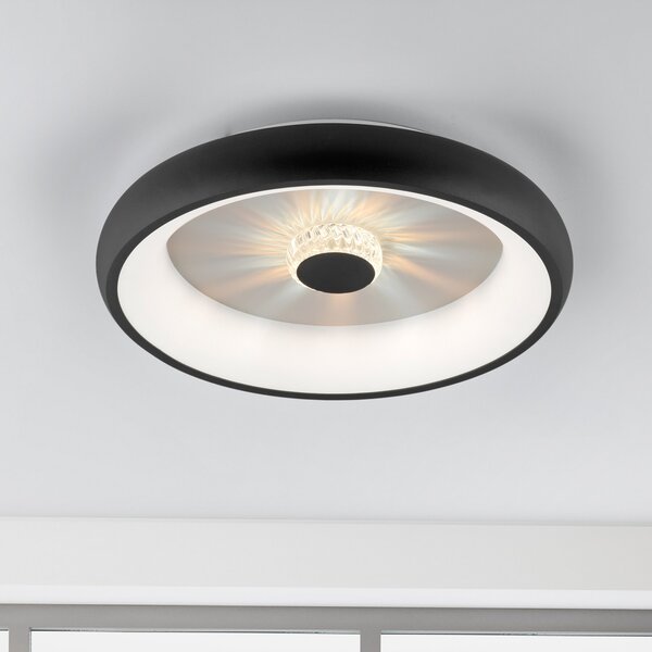JUST LIGHT. GmbH Plafonieră cu LED Vertigo, CCT, Ø 46,5 cm, negru, reglabil, Negru, Camera de zi / sufragerie, Metal, Modern