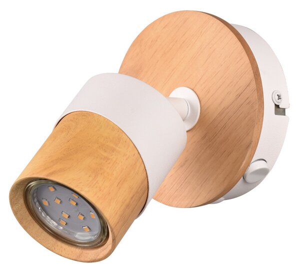 Trio Lighting Aruni spot perete din lemn, 1 bec, alb, reglabil, Lemn, Camera de zi / sufragerie, Lemn, Modern, Spot de perete