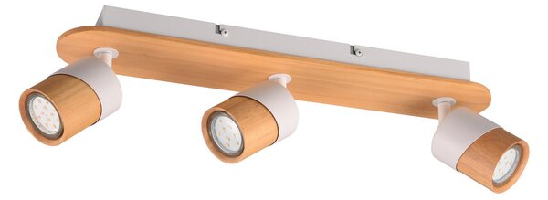 Trio Lighting Aruni plafonieră din lemn, 3 becuri alb, reglabil, Lemn, Camera de zi / sufragerie, Lemn, Modern, Plafon semicircular cu spațiere