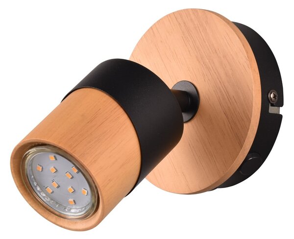 Trio Lighting Aruni spot perete din lemn, 1 bec, negru, reglabil, Lemn, Camera de zi / sufragerie, Lemn, Modern, Spot de perete