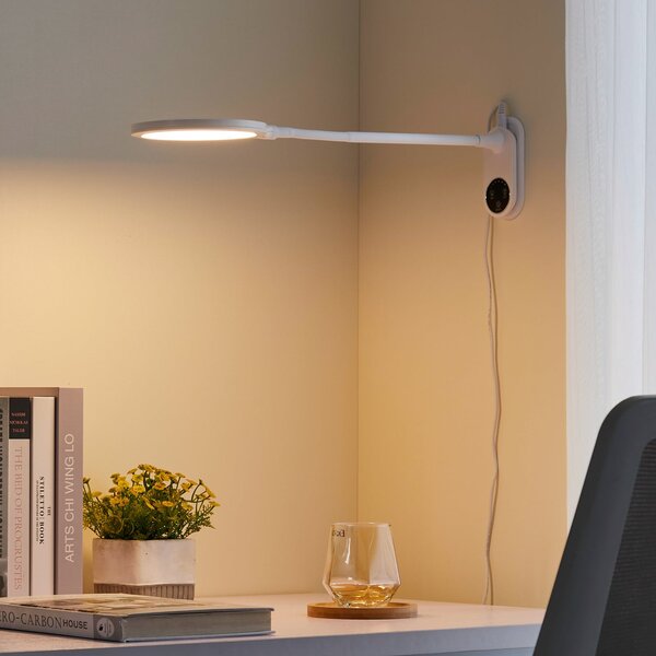 Lindby Lampă de masă cu LED Valtaria, alb, CCT, reglabilă, reglabil, Alb, Studiu / Birou, Plastic, Modern