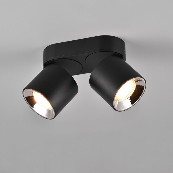 Trio Lighting Guayana plafonieră GU10 2 becuri negru, Negru, Camera de zi / sufragerie, Metal, Modern, Plafon cu flacără multiplă