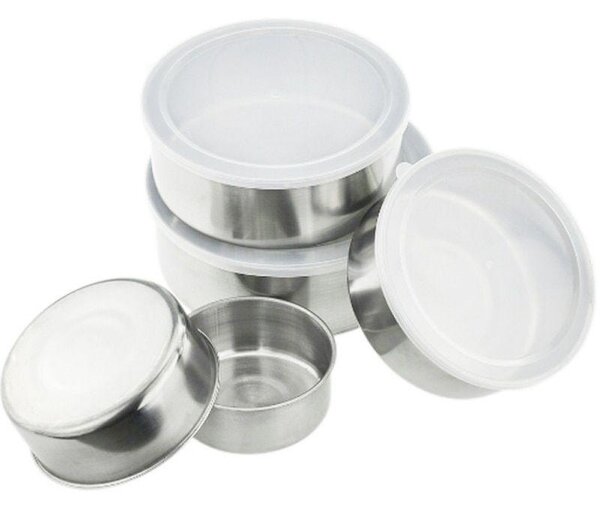 Set 15 caserole metalice cu capace din plastic