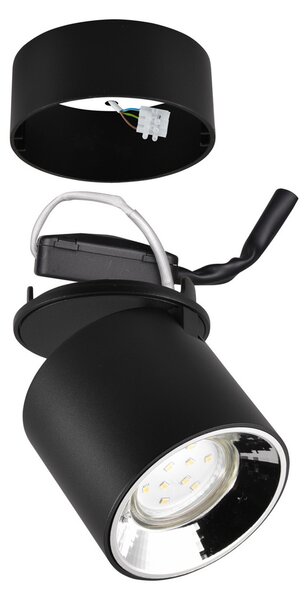 Trio Lighting Guayana plafonieră GU10 1 bec negru, Negru, Camera de zi / sufragerie, Metal, Modern